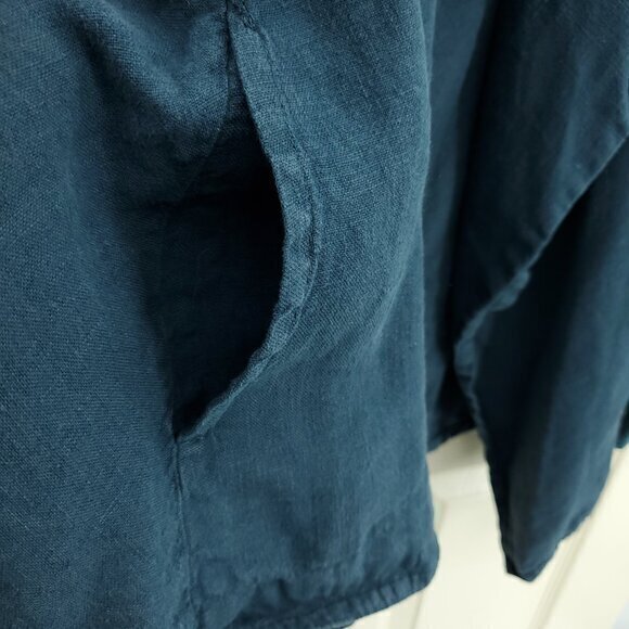 Flax Linen/Cotton Long Sleeve Open Jacket S Teal/Blue-Green - Picture 8 of 16
